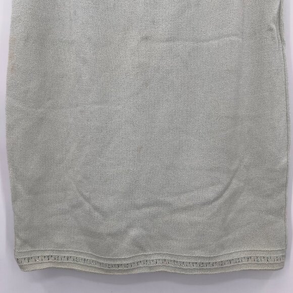 St. John Evening by Marie Gray Knit Skirt with Beaded Hem — Size 10, Light Gray - Picture 3 of 15